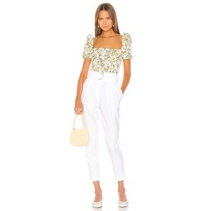 LOVERS + FRIENDS WESLEY TOP YELLOW/BLUE SIZE XS